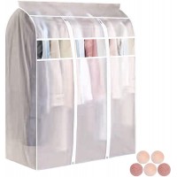 50'' Extra Large Translucent Frosted Garment Rack Cover Garment Bags for Closet Storage Clothes Dust Cover Seal Closets to Protect Clothing Hanging Shirts Coats Dresses Suits 5 Cedar Wood Balls - BT791OM4G