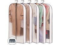 50" Garment Bags 5 Packs Clear Suit Bag with 4" Gussetes for Closet Clothes Storage Hanging Clothes Dust Cover for Long Coats Dresses Sweaters - BU794AUA8