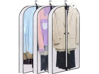 50'' Hanging Garment Bags 3 Packs Homienly Clear Suit Bag for Closet Storage Dust Resist Bag for Clothes Gowns Coats Suits Sweater Shirts Dresses White 50" - BWEAIZZNL