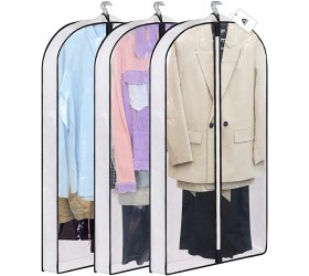 50'' Hanging Garment Bags 3 Packs Homienly Clear Suit Bag for Closet Storage Dust Resist Bag for Clothes Gowns Coats Suits Sweater Shirts Dresses White 50 - BWEAIZZNL