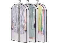 AOODA 40" Hanging Garment Bags for Closet Storage Suit Bag 4" Gusseted Clear Clothes Cover for Coat Jacket Sweater 3 Packs - B66NBAZOB