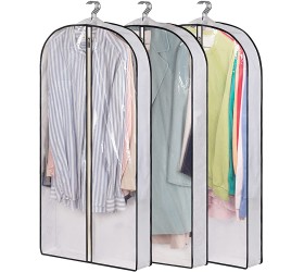 AOODA 40 Hanging Garment Bags for Closet Storage Suit Bag 4 Gusseted Clear Clothes Cover for Coat Jacket Sweater 3 Packs - B66NBAZOB