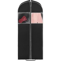 Black Garment Bag for Suits Dresses and Coats Durable Material with White Trim 1 55 - BLMHS7A9G