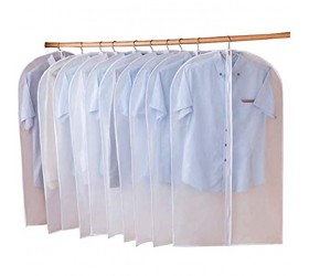 crazy man Hanging Garment Bag Lightweight Clear Full Zipper Suit Bags Set of 10 PEVA Moth-Proof Breathable Dust Cover for Closet Clothes Storage 24'' x 40''10 Pack - BNBG91NF5