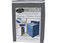 Dependable Industries inc. Essentials Decorative Zippered & Quilted Top Waterproof Dustproof Washing Machine Cover Tailored in Shape of The Machine 6" Backledge Gray - BM1W2OK19