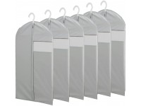 Garment Bags for Hanging Clothes Lightweight Translucent Suit Bag with Full Zipper M size  24" x 43" ,6 pcs,Grey - B5BJ82DSN