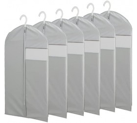 Garment Bags for Hanging Clothes Lightweight Translucent Suit Bag with Full Zipper M size 24 x 43 ,6 pcs,Grey - B5BJ82DSN