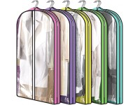 Garment Bags for Travel Hanging Clothes Storage TREONYIA Clear Suit Bag 39" with Zipper Gusset 6"  for Gowns Dress Long Coats- Muticolored 5 Pack - B16MFF1FX