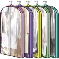 Garment Bags for Travel Hanging Clothes Storage TREONYIA Clear Suit Bag 39" with Zipper Gusset 6"  for Gowns Dress Long Coats- Muticolored 5 Pack - B16MFF1FX