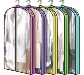 Garment Bags for Travel Hanging Clothes Storage TREONYIA Clear Suit Bag 39 with Zipper Gusset 6 for Gowns Dress Long Coats- Muticolored 5 Pack - B16MFF1FX