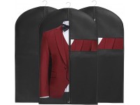 Garment Bags【3 Pack】Suit Bag for Storage Hanging Clothes Suitable for Storage of Dresses Suits Overcoats Dance Garment Can Provide Neatness and Space-Saving for Your Wardrobe Black 40 × 24 Inch  - BT7FL9HW9