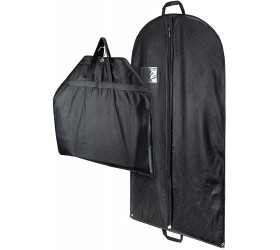 HANGERWORLD 40inch Hanging Suit Garment Bag Travel Carrier Clothes Cover with Handles Acid Free Breathable Dust Proof Material 1 Pack Black - BWBWBX564