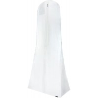 HANGERWORLD 72inch White Wedding Dress Garment Bag with 14inch Gusset Showerproof Breathable Acid-Free Dust Protector Extra Wide Dress Cover - B39GAZB9R