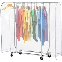 HERSENT 71" L Clear Garment Rack Cover Clothes Rack Covers Adult Clothing Protector with 2 Durable Zipper,Waterproof Wardrobe Cover Dustproof Hanging Clothes Rack Cover FoldableL:71x20x52 inch - BJWU0LY8M
