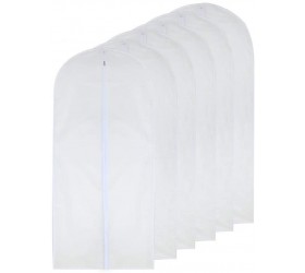 HomeClean Garment Bag Clear 24'' x 40'' Suit Garment Bags White Breathable Full Zipper Dust Cover for Suit Dance Clothes Closet Pack of 6 - BTISGA57L