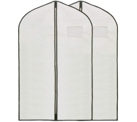 HSDT Suit Cover Bags Greyish White Hanging Polyester Fabric Garment Bags with 1 Viewing Window 24 by 40 with Zipper QY-FCT01 - BBUL90NGM