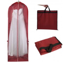 NUOMI Breathable Garment Bags Bridal Gown Wedding Dresses Storage Bag Long Dress Dust Over Large Cover Zipped Clear Bag for Home Travel Foldable into a Carrrying Bag Wine Red - BN0L1AC92
