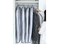 ONACE Garment Bag for Hanging Clothes Closet Storage Bags for Travel 4" Gusset Clear Suit Bags,White,43",5 Packs - BEVFXJ1Y4