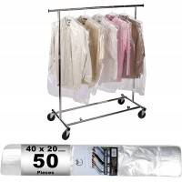 Party Bargains 40 Inch Garment Bags [50 Count] 80 Gauge Dry Cleaning Laundrette Bag for Suits Dresses Gowns Coats Uniforms & More Clear Polyethylene Clothes Cover Protector - B7FYBUIL0