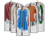 Pitmoly 39" Garment Bags for Hanging Clothes Storage Clear Hanging Clothes Cover for Closet Storage Gusseted Suit Bags for Suits Coats Sweaters Shirts Jackets 5 Packs - BQOT08WJC