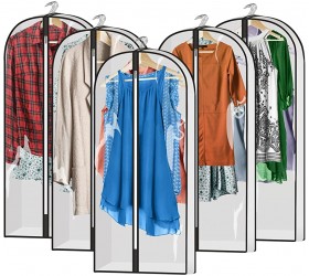 Pitmoly 39 Garment Bags for Hanging Clothes Storage Clear Hanging Clothes Cover for Closet Storage Gusseted Suit Bags for Suits Coats Sweaters Shirts Jackets 5 Packs - BQOT08WJC