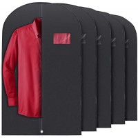 PLX Hanging Garment Bags for Storage and Travel – Suit Bag Dress Shirt Coat and Dress Cover with Window & Zipper Set 5 Pack Black: 40” x 24” - BNC9LFTL2