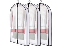 Shinngo Garment Bags for Hanging Clohthes 3 Packs Clear Suit Bag Closet Storage Garment Covers 40" Hanging Laundry Hamper with 4" Gussetes and Large Clear Window for Coats Shirts Sweaters Dresses Gowns - BH3OKMDAB