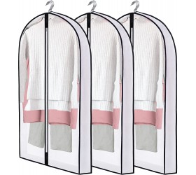 Shinngo Garment Bags for Hanging Clohthes 3 Packs Clear Suit Bag Closet Storage Garment Covers 40 Hanging Laundry Hamper with 4 Gussetes and Large Clear Window for Coats Shirts Sweaters Dresses Gowns - BH3OKMDAB