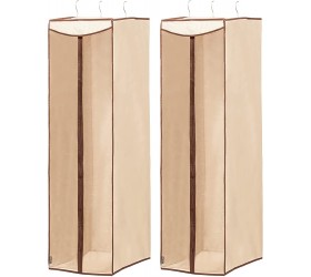 STORAGE MANIAC 2-Pack Hanging Garment Bag for Dresses Suits Uniforms Zipper Cover with Clear Window Beige - BSBOFUYZF