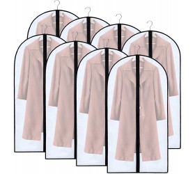 tukuzr 8packs Garment Bags Lightweight Garment Bag for Closet Clothes Storage and Travel Waterproof Dustproof Moth-proof Breathable Hanging Suit Bag with Zipper Storage for Suit Jacket Skirt Shirt Dress and Coat - BCWG6IE9J