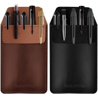 Aidunmis Pocket Protector 2 Pieces Leather Pocket Pen Holder Organizer Pouch for Shirts Lab Coats Pants Pen Sleeve Multi-Purpose Pen Pocket Holds Pens Pointers Pencils and Notes Card Brown Black - BX9OJ2VMW