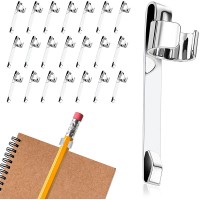 ASTER 20 Pieces Metal Pen Clips Snap in Pencil Clips for Shirt Pocket Portable Pen Holder Clips Slide on Pencil Holder for Clipboard Notebook School Classroom Students Office Home - BL45Q36U2
