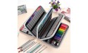 BTSKY 300 Slots Colored Pencil Organizer Deluxe PU Leather Pencil Case Holder with Handle Strap Pencil Box Large for Colored Pencils Watercolor Pencils Grey - B1NWVDRW8