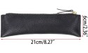 BTSKY Genuine Leather Pencil Case Zippered Pen Case Stationery Bag Zipper Pouch Pencil Holder New Black - BYEOE8J7L