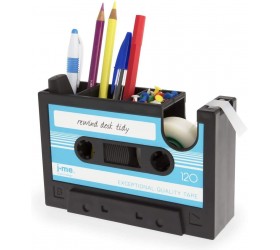 Cassette Tape Dispenser Pen Holder Vase Pencil Pot Stationery Desk Tidy Container Office Stationery Supplier Gift Blue - BBY9S3G9W