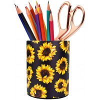 HEYGOO Sunflower Pen Holder Pencil Holder Desk Organizer for Women Girls Floral Makeup Brush Holder Ideal Gift for Office Classroom HomeblackSunflower - B1Y27DIH7
