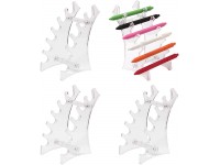lnnkege Set of 4 Acrylic Pen Display Stand 6-Slots Pen Stand Acrylic Makeup Brush Holder Acrylic Pen Display for Home Office and School Use Clear - BYZUK990R