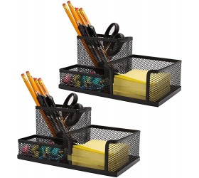 Ludato 2 Pieces Mesh Pen Holder Desk Organizers，3 Compartments Black Mesh Pencil Holder for Desk Gifts for Husband - B02WTH6RF