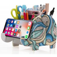 Mokani Desk Supplies Organizer Creative Elephant Pencil Holder Multifunctional Office Accessories Desk Decoration with Cell Phone Stand Tablet Desk Bracket for Smartphone and More, - B4T9NRC4A