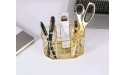 Pen Holder Nugorise 3 Compartment Metal Pencil Holder Decorative Desk Storage Organizer Container for Stationery and Desk Accessories Gold - B2U84B6YT