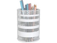 Produco Metal Mesh Pen Pencil Cup Holder Stand Office Desk Organizer Stationery Caddy Makeup Brush Holder  White Large - B4LRJA05N