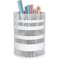 Produco Metal Mesh Pen Pencil Cup Holder Stand Office Desk Organizer Stationery Caddy Makeup Brush Holder  White Large - B4LRJA05N