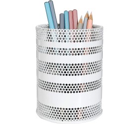 Produco Metal Mesh Pen Pencil Cup Holder Stand Office Desk Organizer Stationery Caddy Makeup Brush Holder White Large - B4LRJA05N