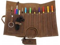 RAJRANG BRINGING RAJASTHAN TO YOU Genuine Leather Pencil Case Smart Artisans Accessory Roll Up Holder for School Office Work 8 x 3.5 inches Brown - BKQUV7G9M