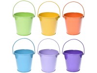 TAKMA Small Metal Buckets with Handle 6 Pack Colored Galvanized Bucket for Kids,Classroom,Crafts,and Party Favors . Multi-Colored 4.3" Top - BV5IZBC1C