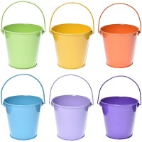 TAKMA Small Metal Buckets with Handle 6 Pack Colored Galvanized Bucket for Kids,Classroom,Crafts,and Party Favors . Multi-Colored 4.3 Top - BV5IZBC1C