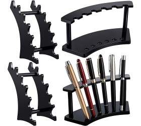 Teling Plastic Pen Holder Stand 6-Slot 2 Kinds Vertical and Horizontal Pen Display Stand Rack Eyebrow Pen Stand Makeup Brush Rack Organizer for School Office Home Store Black - BTMA3AWB4
