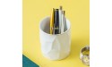 YOSCO Ceramic Irregular Round Pen Holder For Desk Cute Stand Gold Line Pencil Cup Pot Desk Organizer for Girls Kids Makeup Brush Holder White - BREOTNYTG