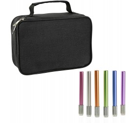 YOUSHARES 72 Slots Colored Pencil Case with 6 Pcs Pencil Extender Bundle – Portable Canvas Zippered Pencil Bag and Aluminum Pencil Extender Holder for Color Pencils & Pens Black - BJIAVX54P