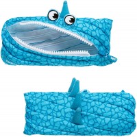 ZIPIT Dinosaur Pencil Case for Boys Holds Up to 30 Pens Machine Washable Made of One Long Zipper! Dino Blue - BN7WBWRP4